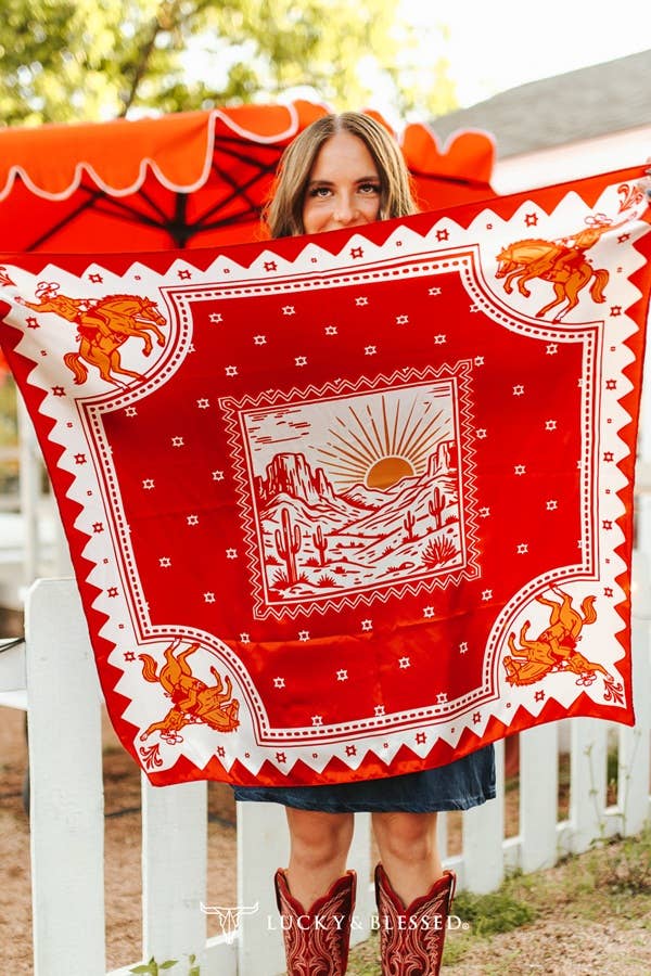 Red Cattle Brand Horse Double Sided Printed Wild Rag
