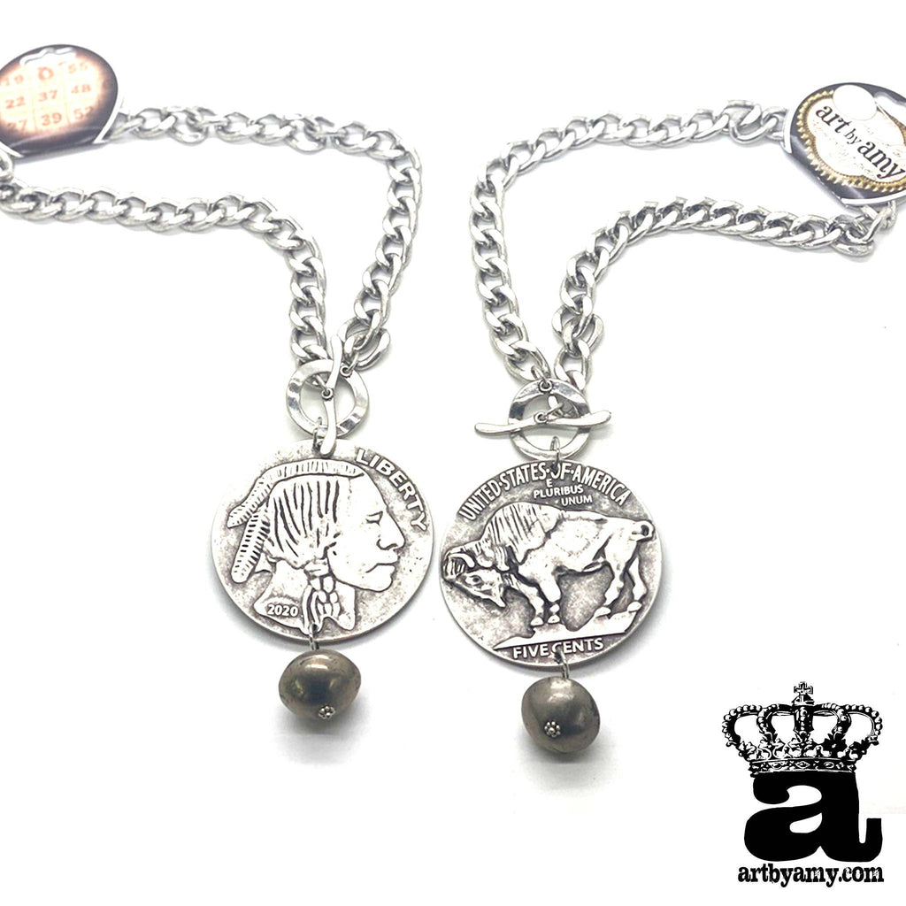 Big Buffalo Coin Necklace: Silver