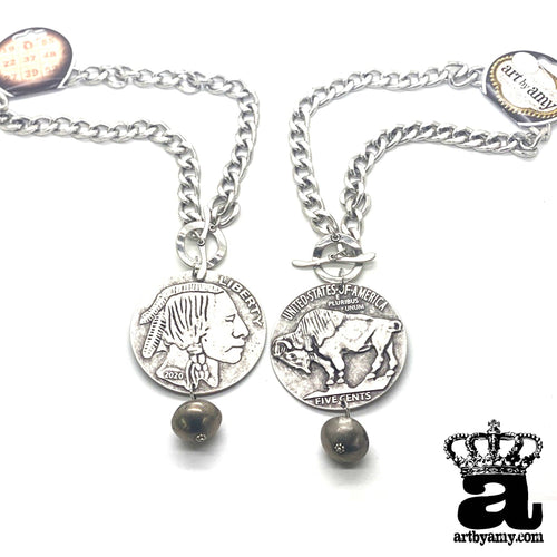 Big Buffalo Coin Necklace: Silver