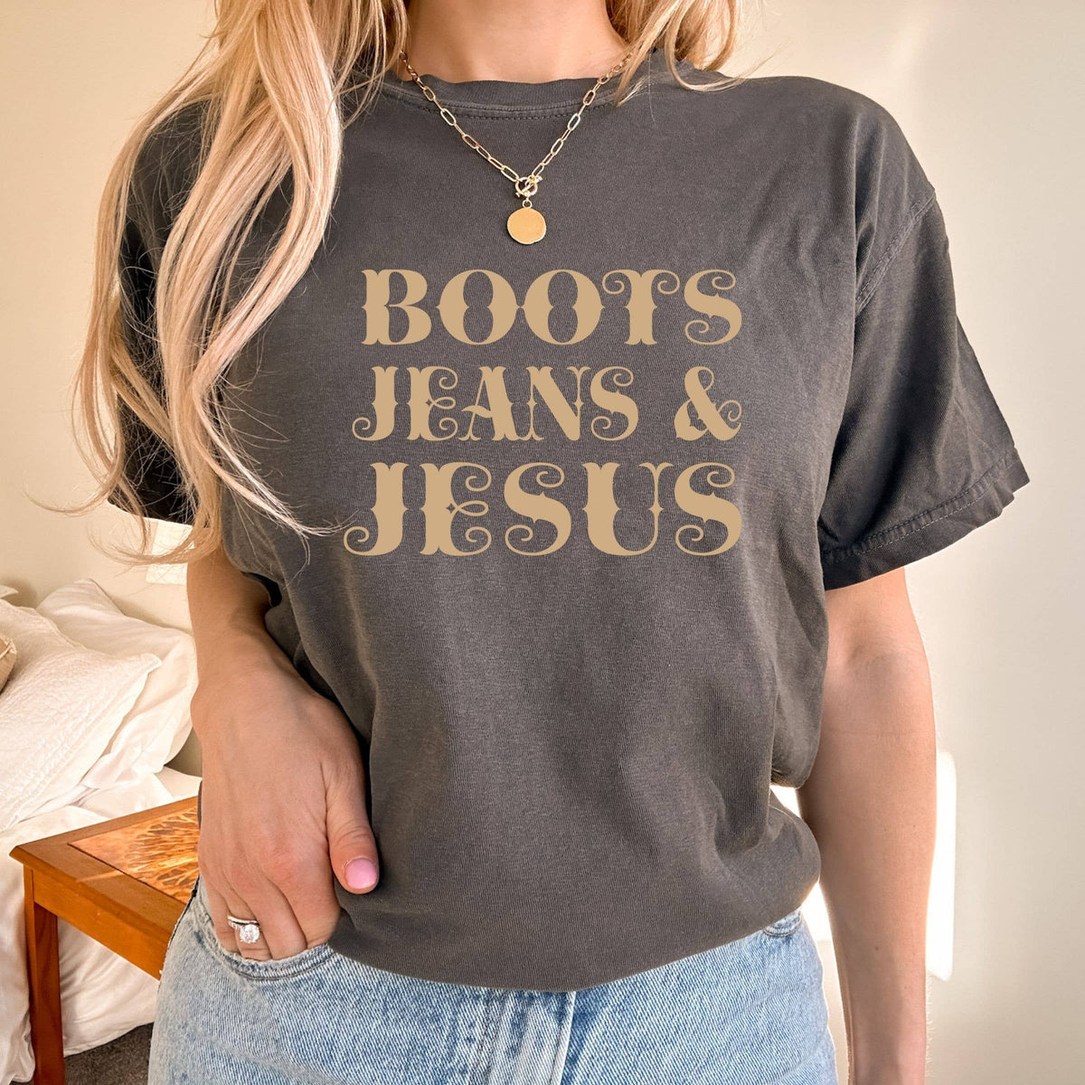 Boots Jeans and Jesus Tshirt