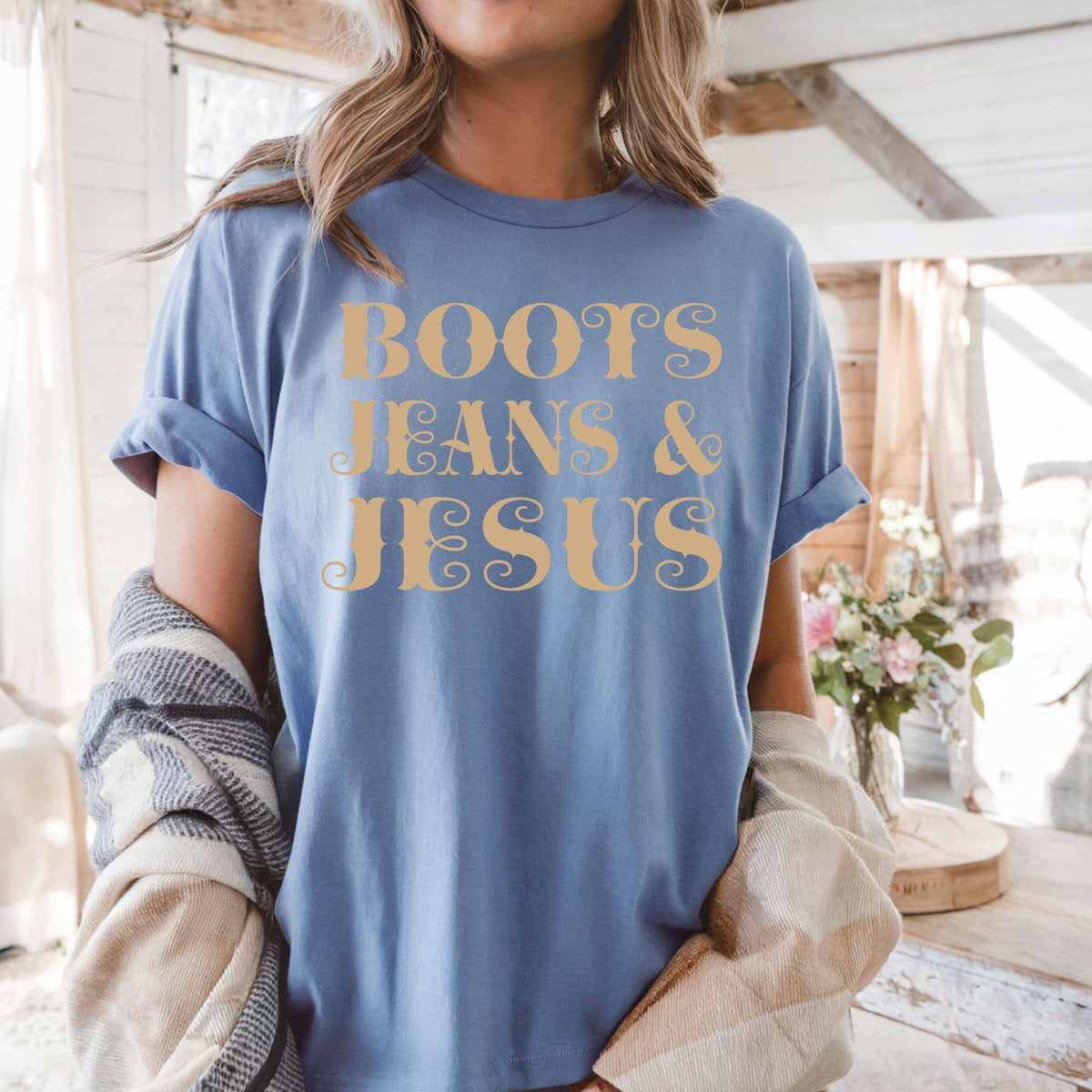 Boots Jeans and Jesus Tshirt