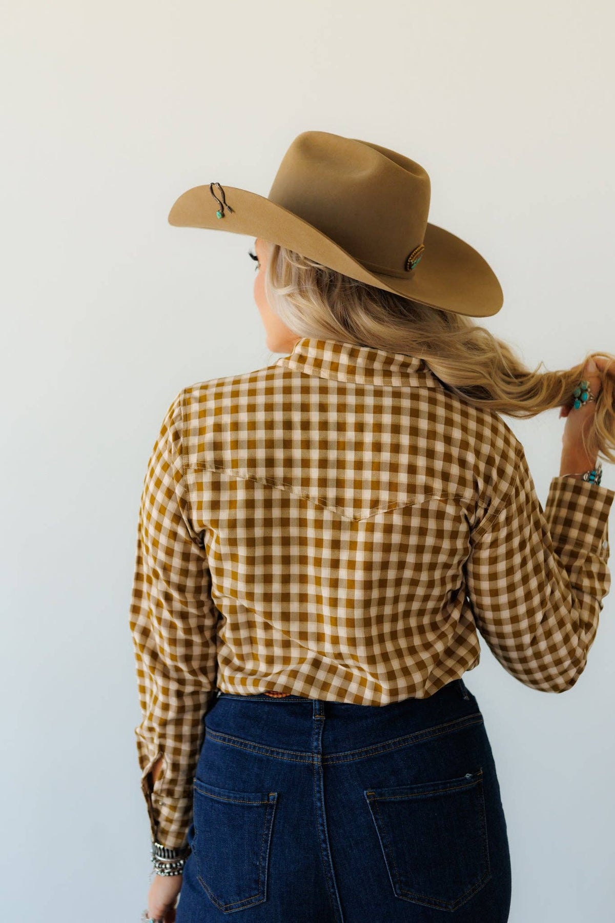 Pearl Snap, Brown/Olive Gingham