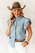 Light Wash Tencel  Ruffle