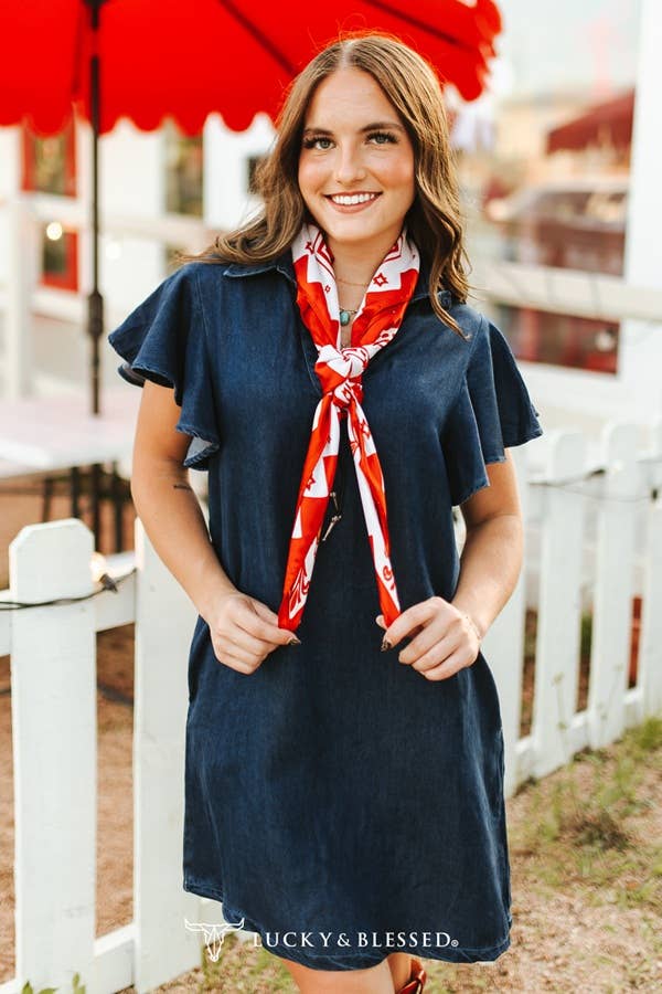 Red Cattle Brand Horse Double Sided Printed Wild Rag