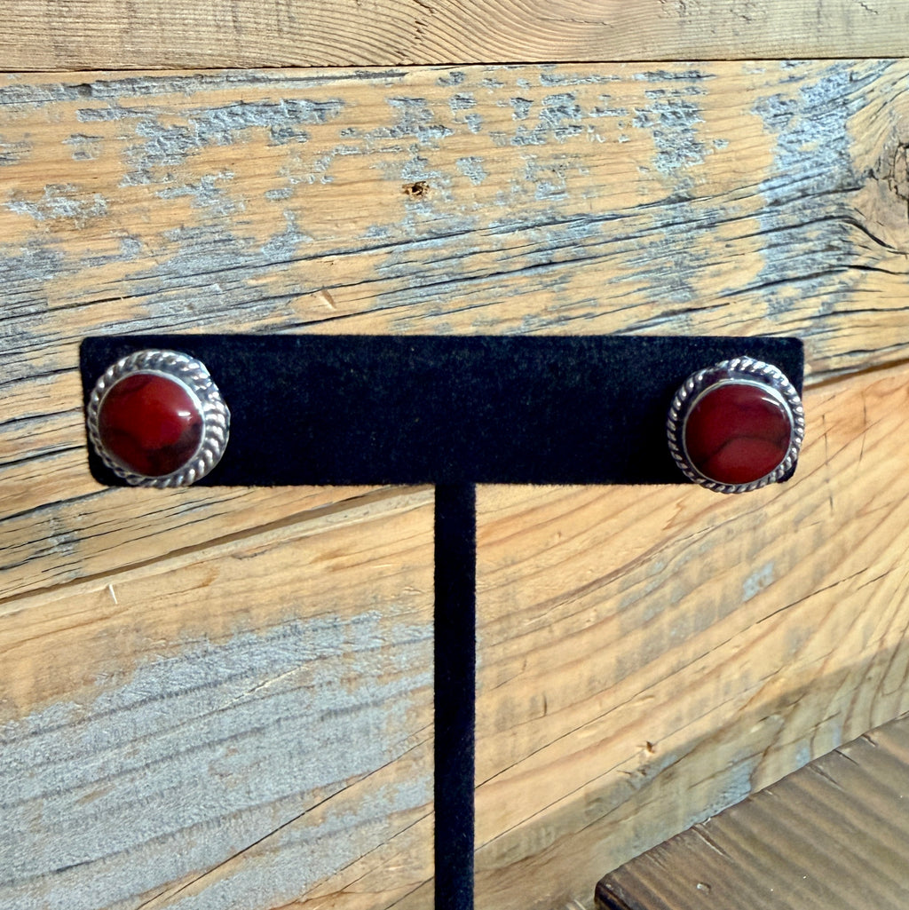 Red Jasper Circle Stud