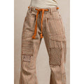 STRIPED TWILL BARREL PANTS: RUST
