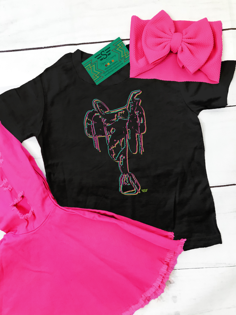 Kids Electric Saddle Tee: Short Sleeve