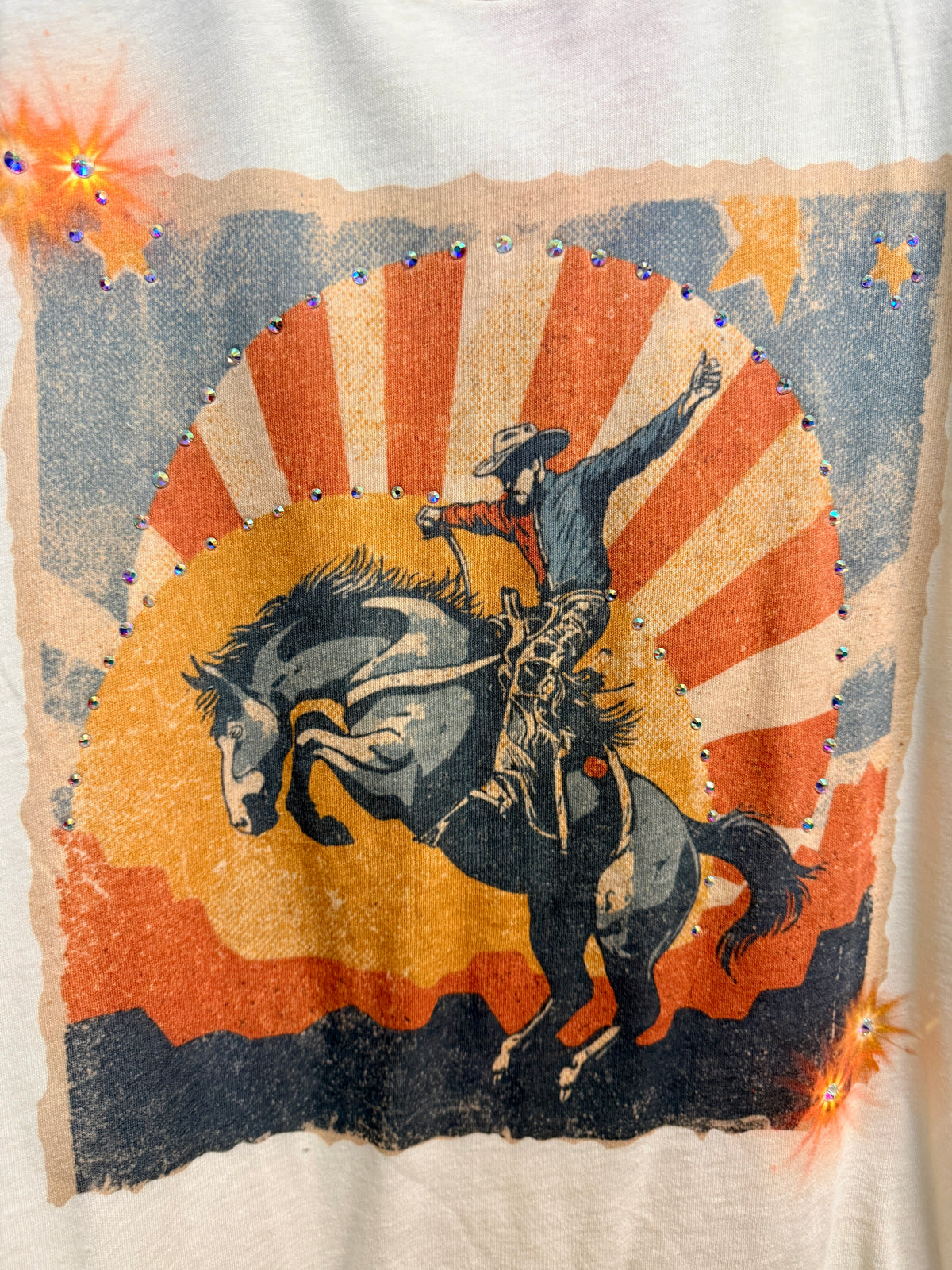 Cowboy Up Sunset T-Shirt with Bling