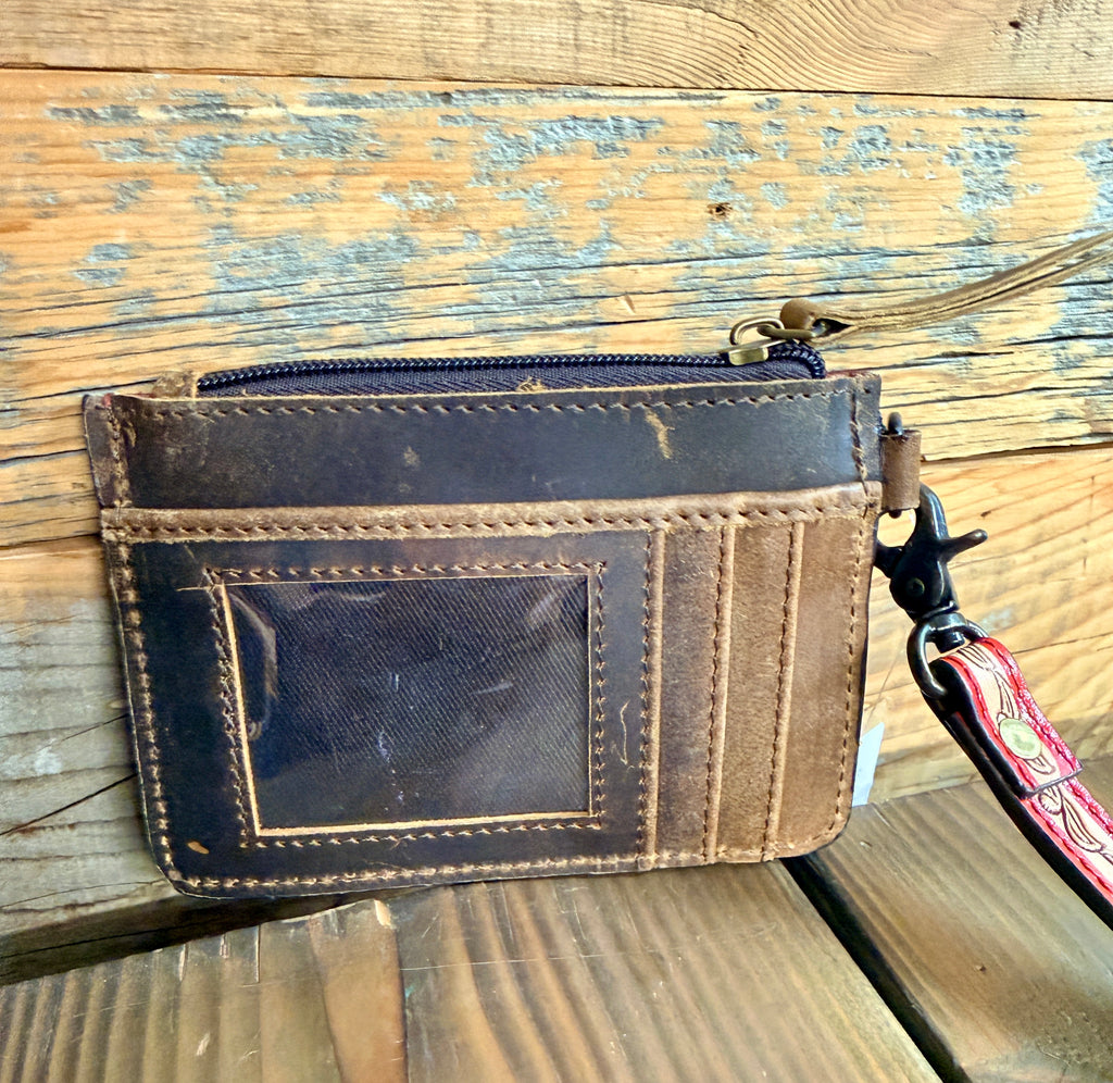 Tooled Red Steer Wristlet