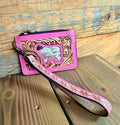 Tooled Pink Steer Wristlet