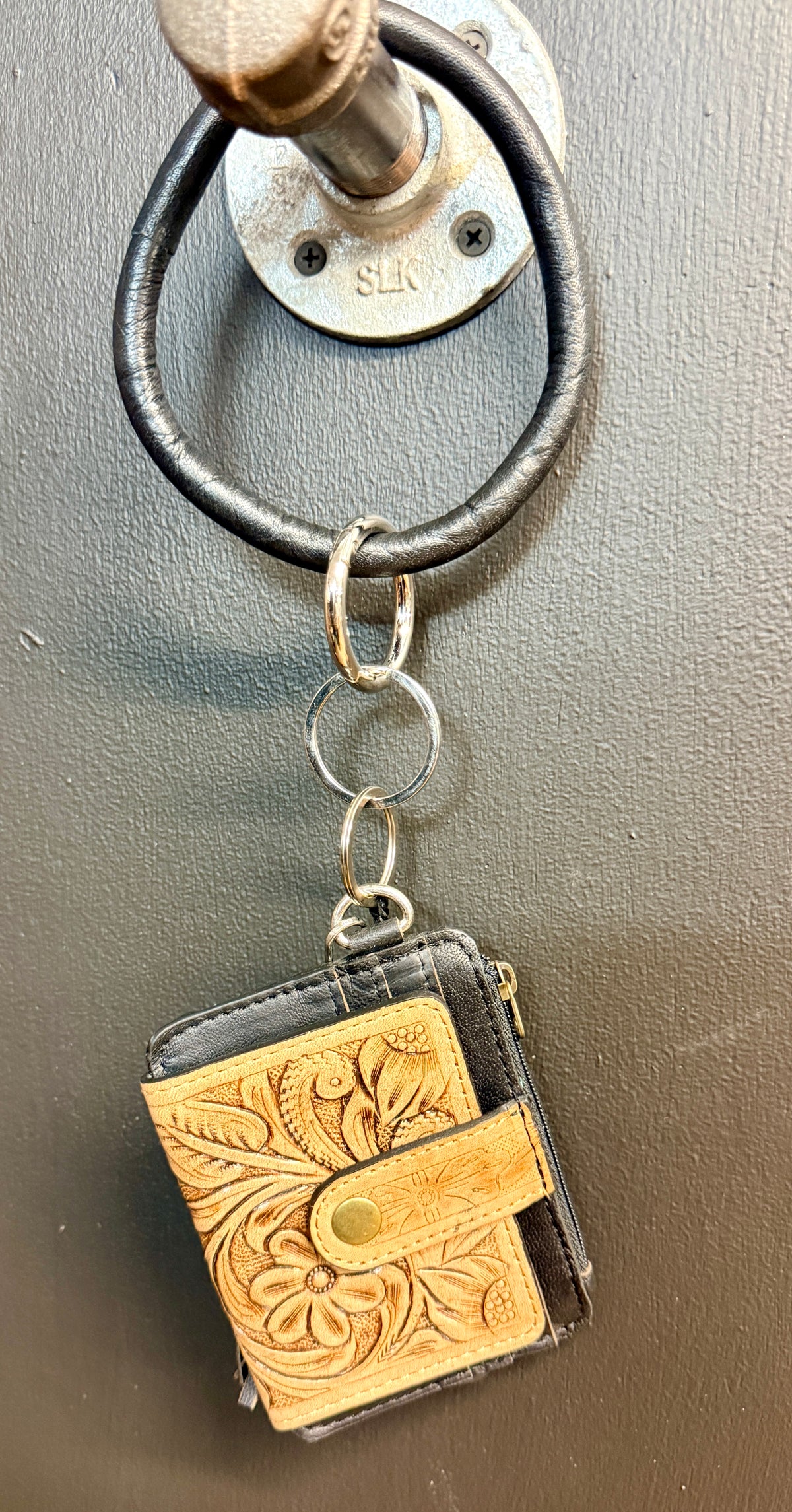 Wristlet w/ Natural Tooled Front