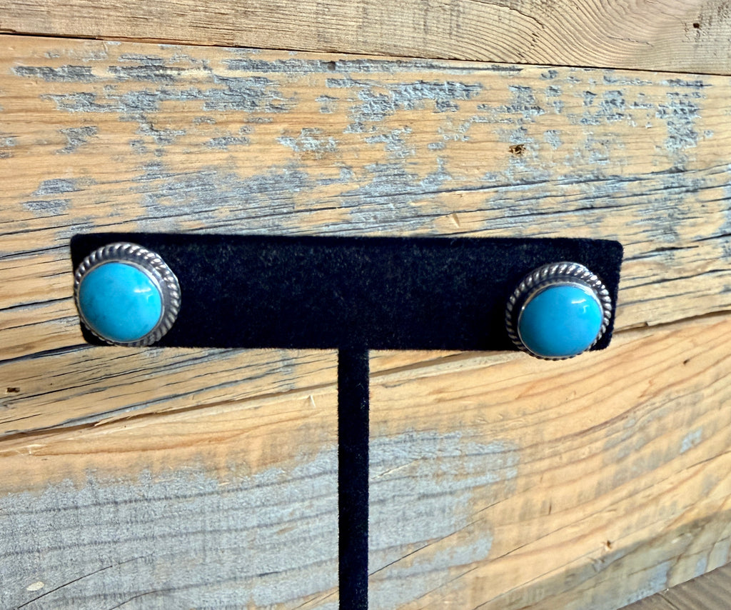 Turquoise Circle Stud Earrings