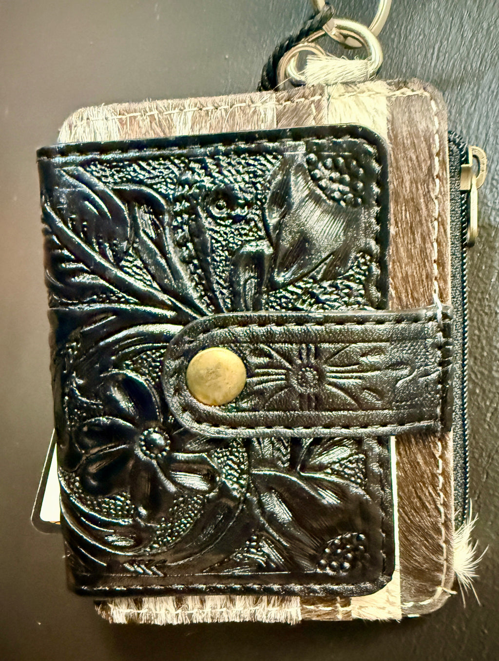 Wristlet w/ Black Tooled Front