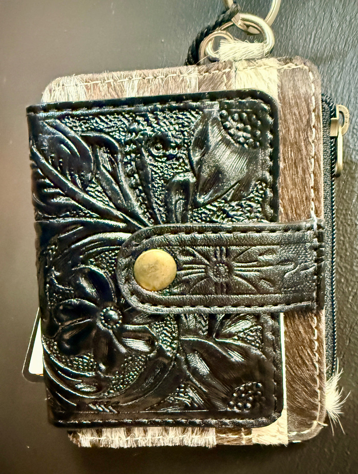 Wristlet w/ Black Tooled Front