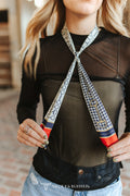 Navy Houndstooth Horse Bit Silk Twilly