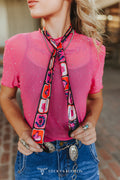 Pink & Black Western Icon Silk Twilly