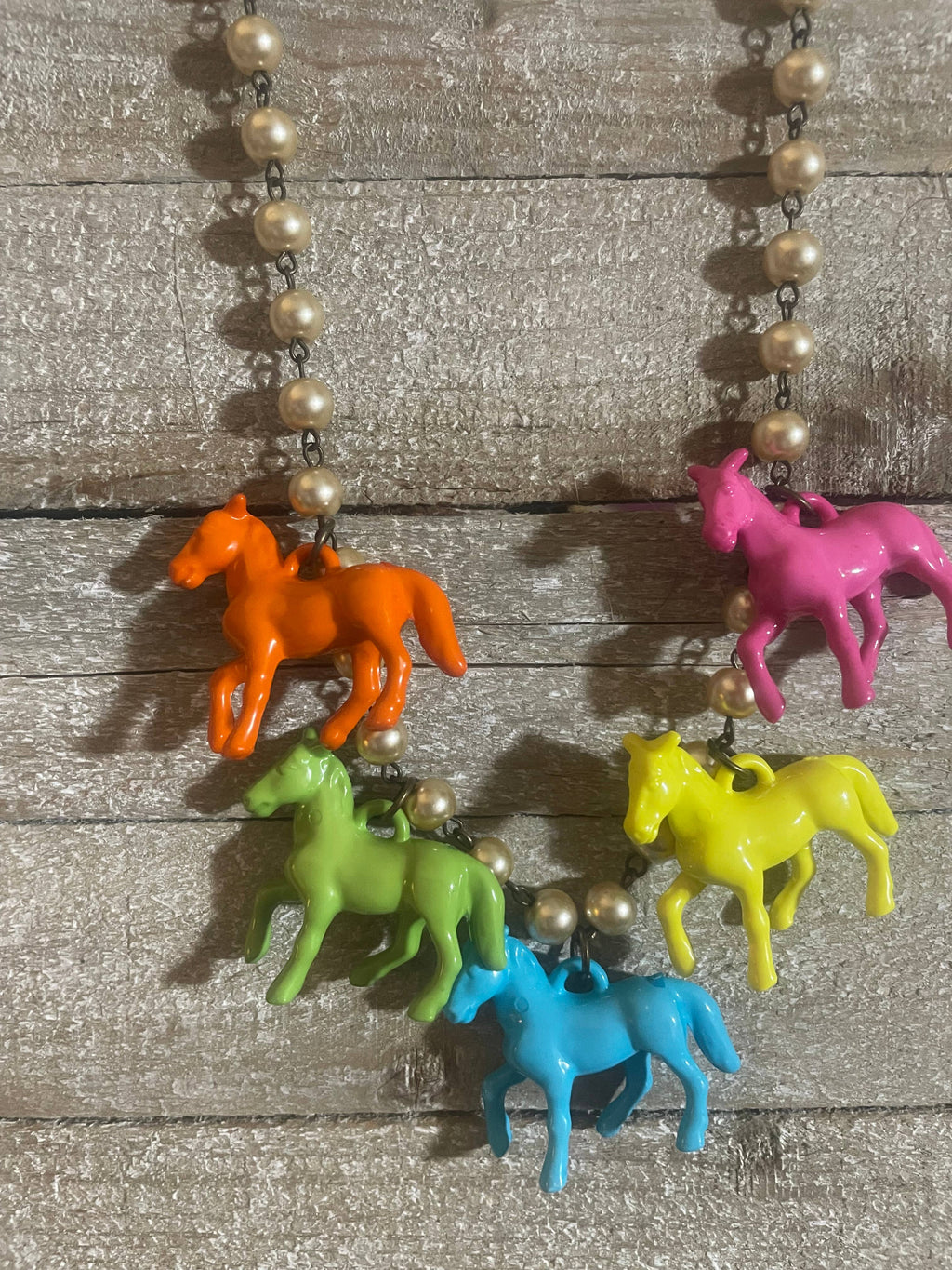 Pony Horse Club Necklace on Pearls 