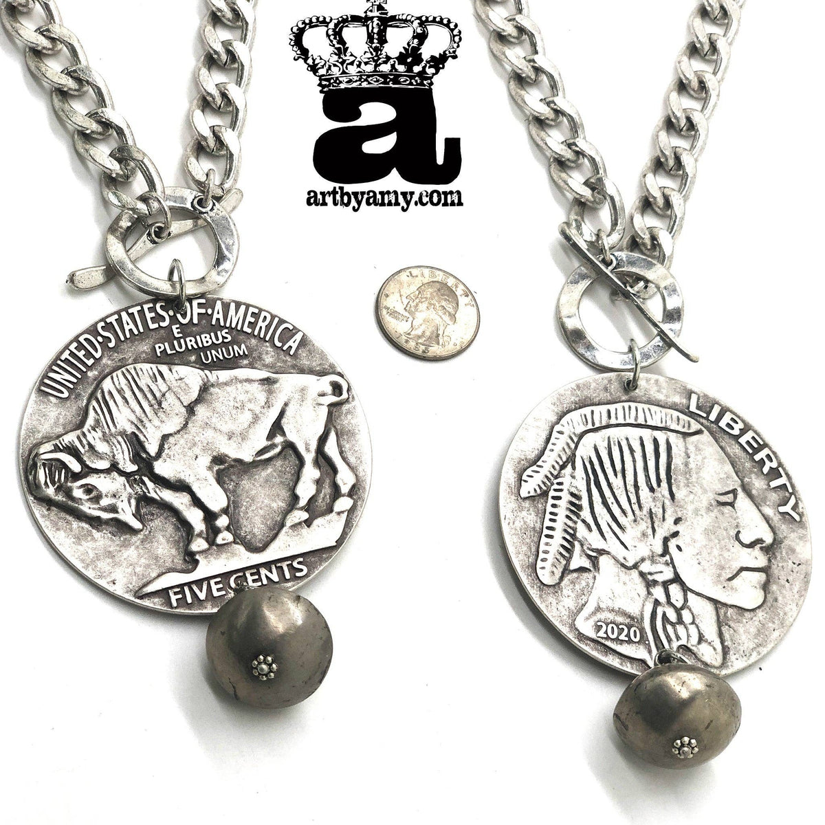 Big Buffalo Coin Necklace: Silver