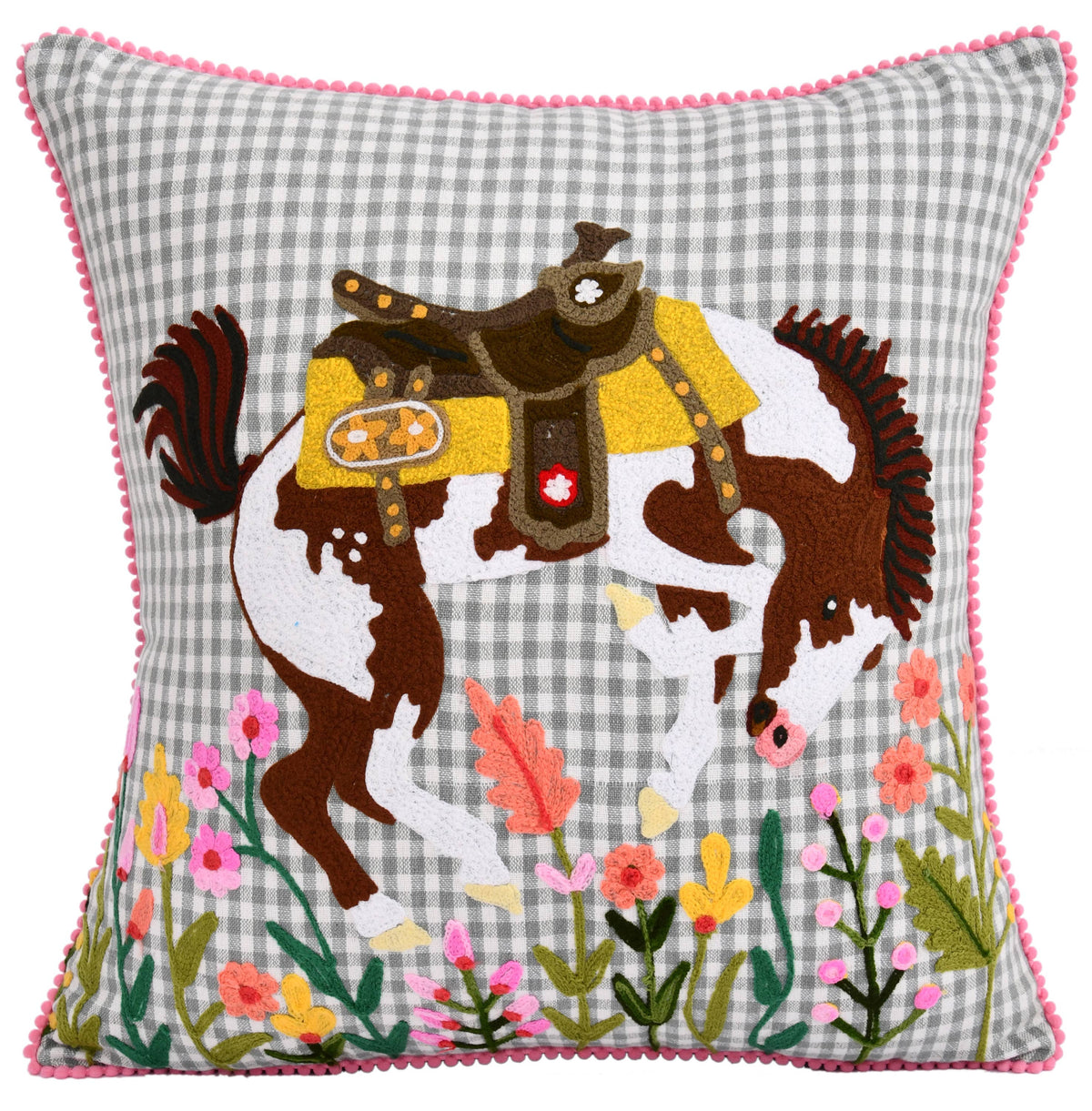 Rodeo Bucking Horse Pillow 18 x 18"